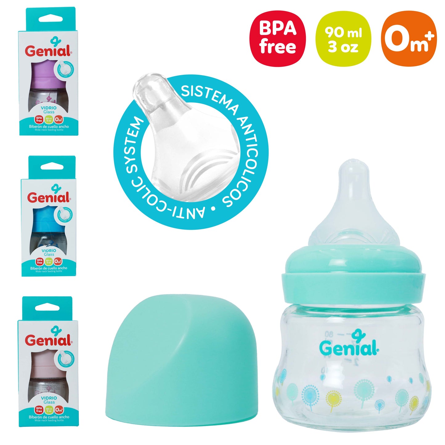 BIBERÓN DE VIDRIO 3OZ GENIAL