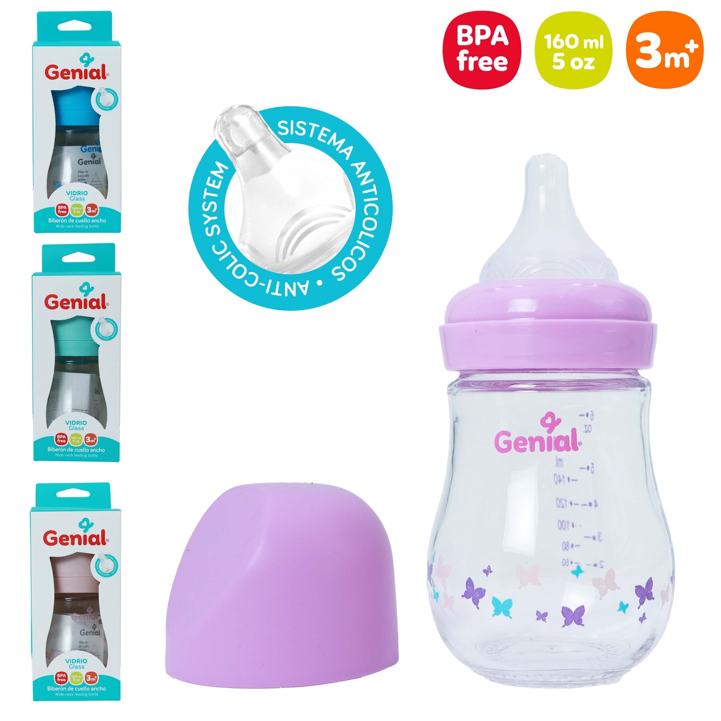 BIBERÓN DE VIDRIO 5OZ GENIAL