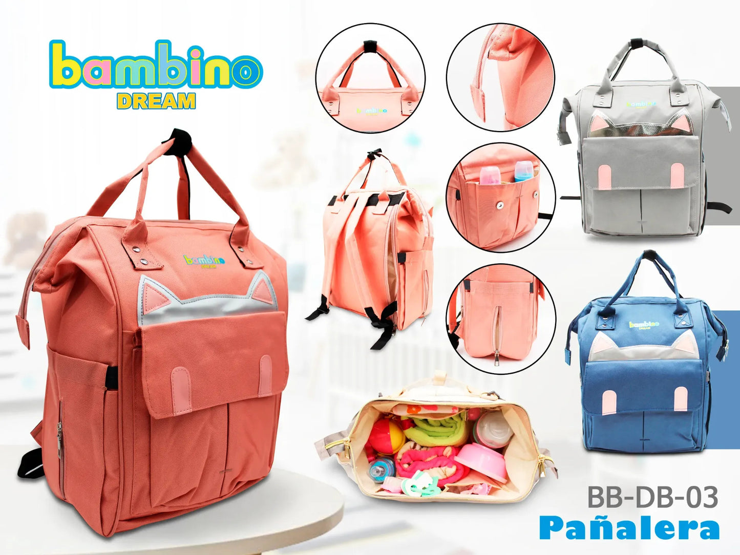 PAÑALERA MORRAL GATICO BEBESITOS