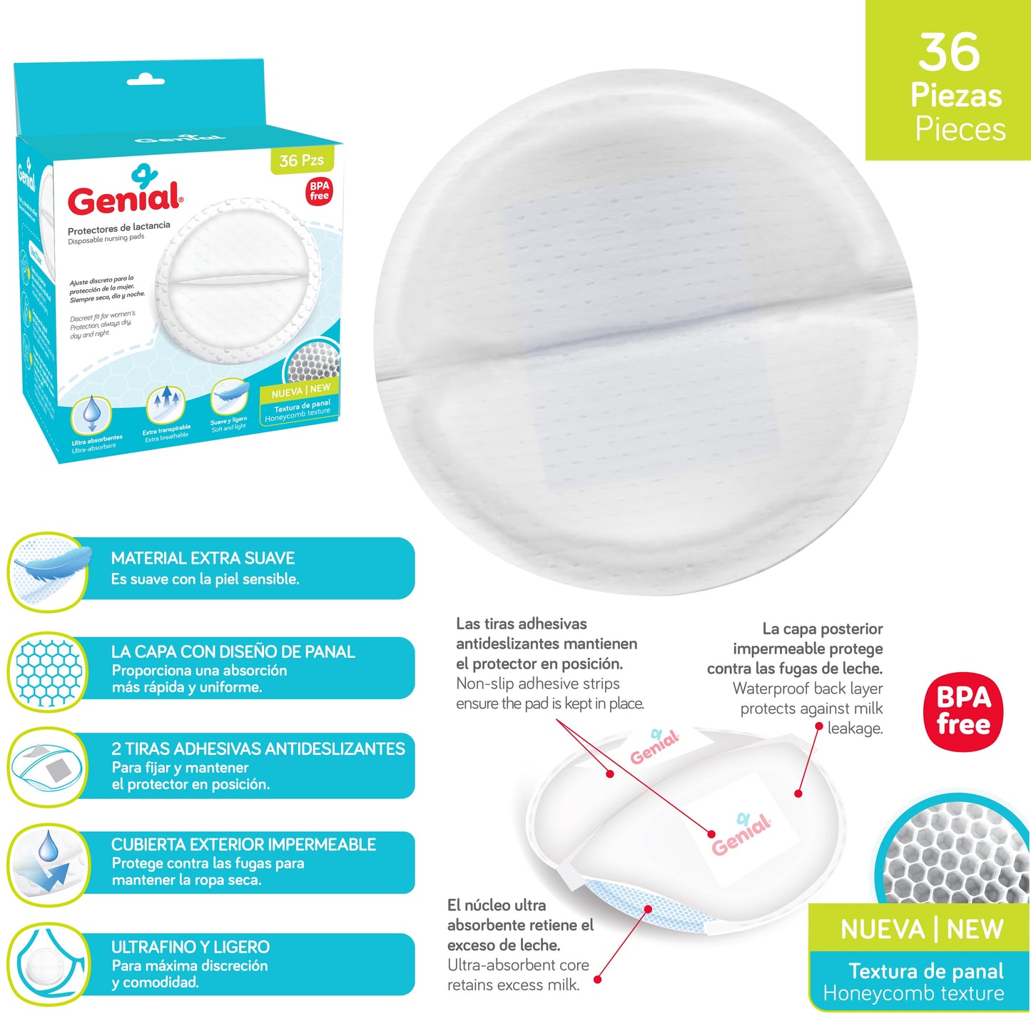 PROTECTORES DE LACTANCIA 36U GENIAL