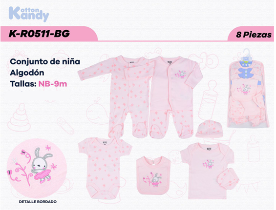 CONJUNTO 8 PIEZAS 0511 KOTTON KANDY