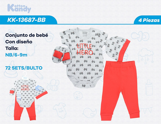 SET 4 PIEZAS LITTLE HERO KOTTON KANDY