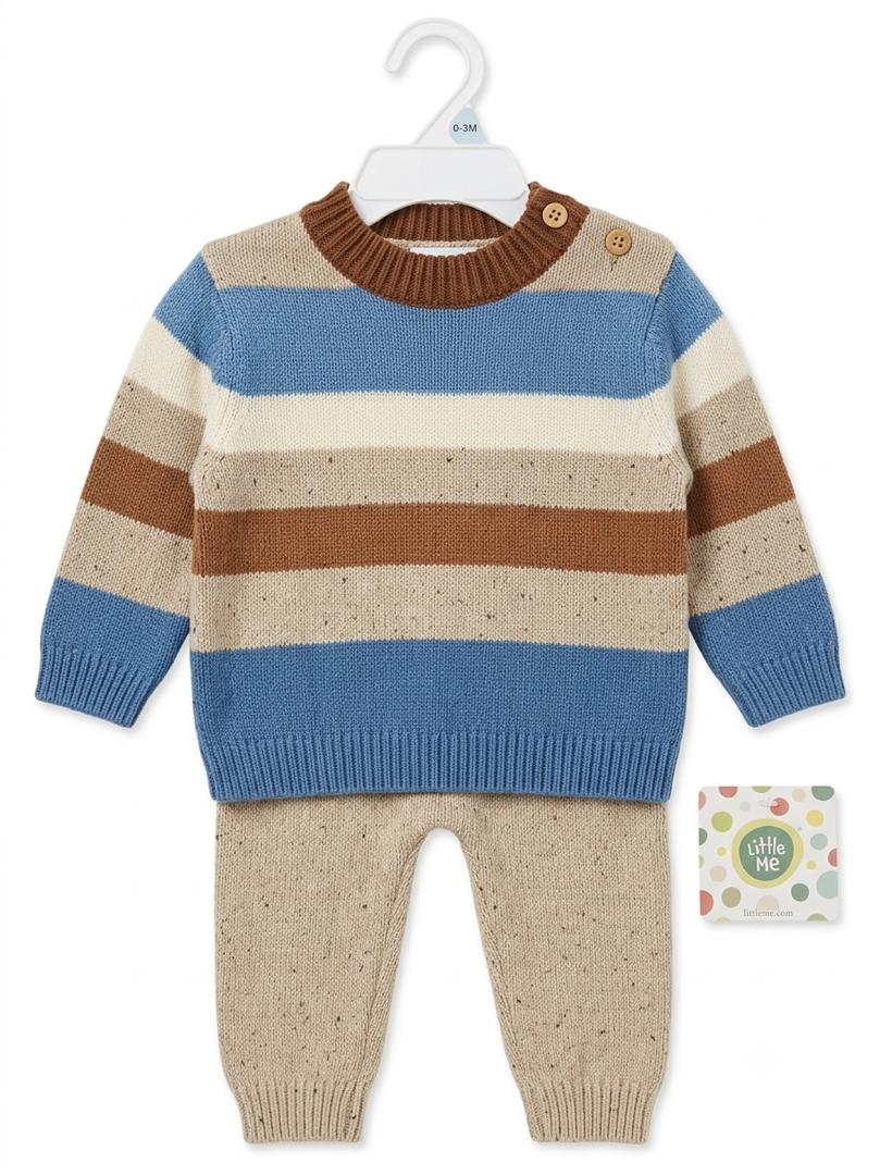 SET 2 PIEZAS TEJIDO BLUE BROWN LITTLE ME