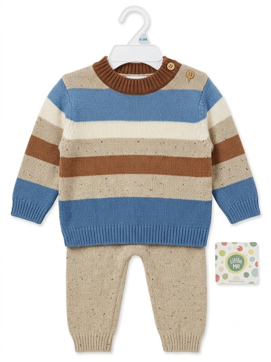 SET 2 PIEZAS TEJIDO BLUE BROWN LITTLE ME