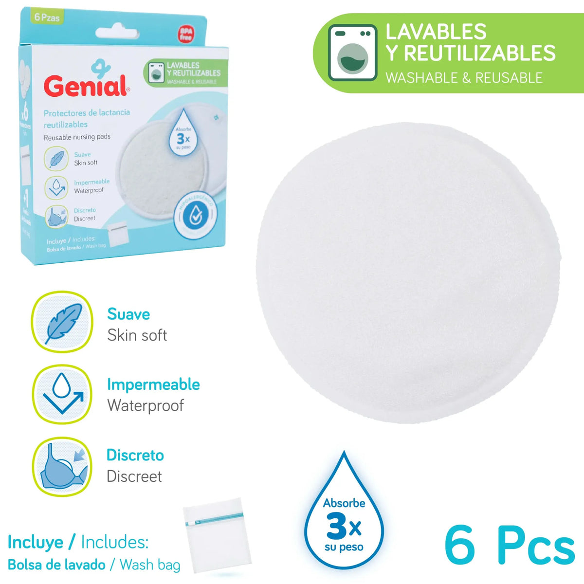 RECOLECTORES REUTILIZABLES 6 PIEZAS GENIAL