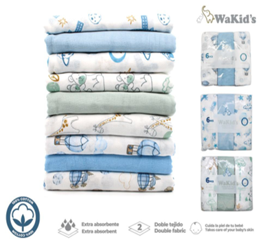 SET 6U PAÑALES DE TELA 77991 WAKIDS
