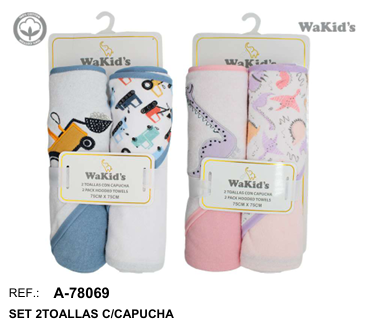 SET 2 TOALLAS CAPUCHA 78069 WAKIDS