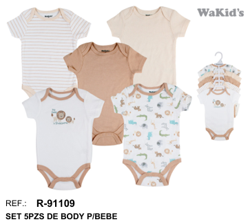 CONJUNTO 5 BODYS 91109 WAKIDS