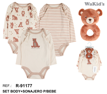 CONJUNTO 3 BODYS 91177 WAKIDS