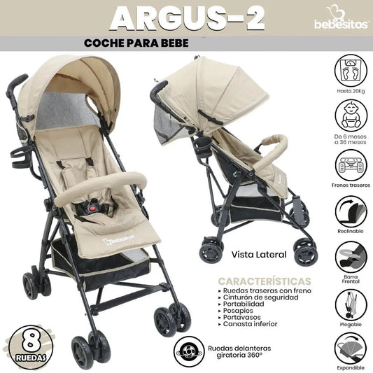 COCHE PARAGUAS ARGUS 2 BEBESITOS