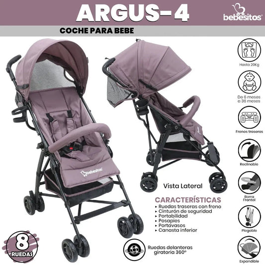 COCHE PARAGUAS ARGUS 4 BEBESITOS