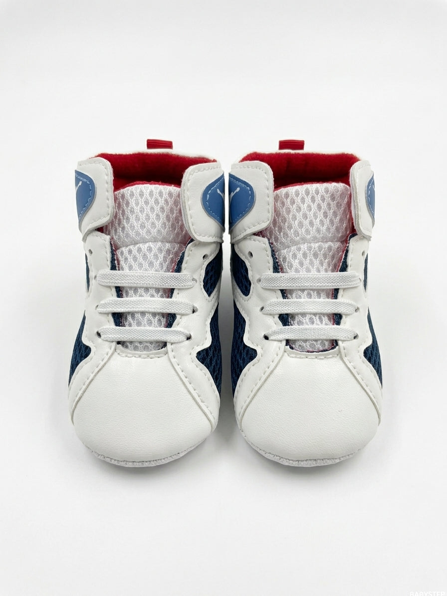 ZAPATOS TIPO JORDAN BLANCOS CON ROJO