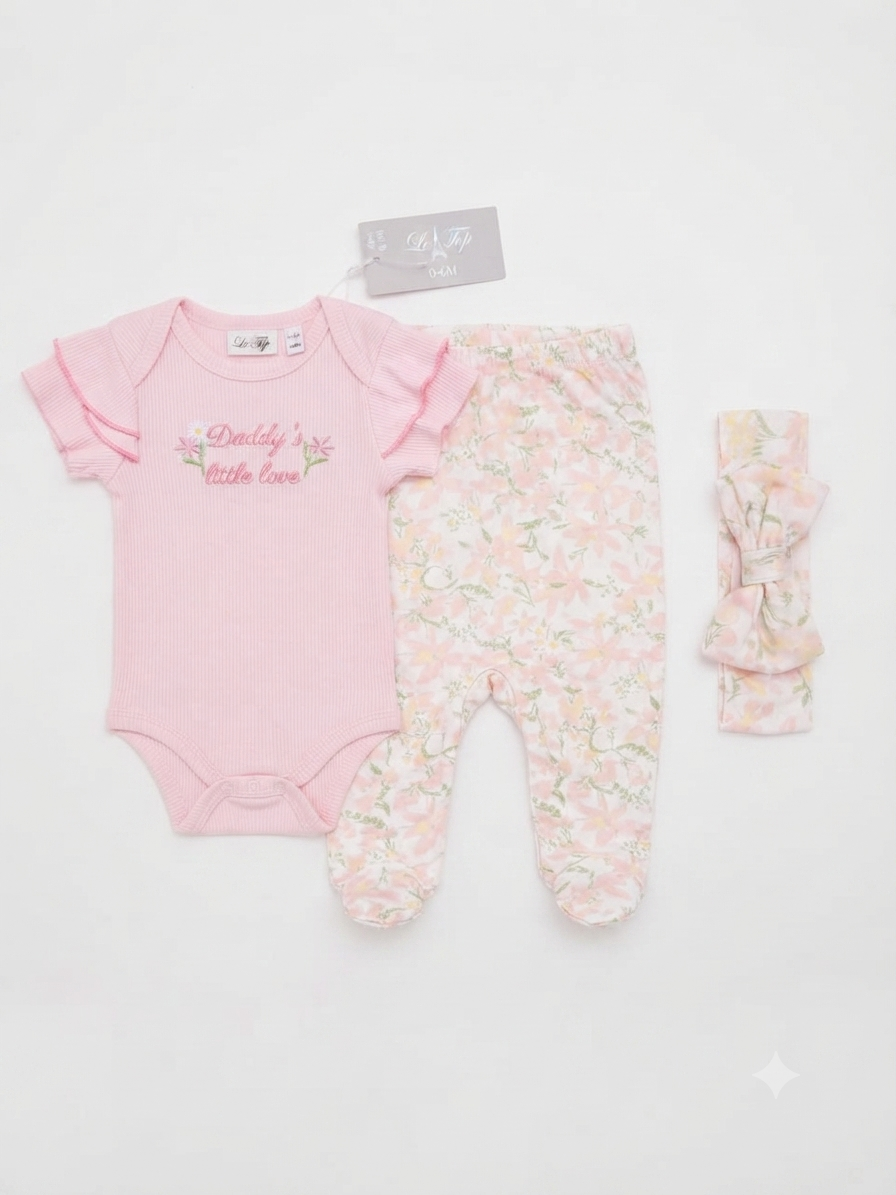 SET 3 PIEZAS FLORAL LE TOP BEBE