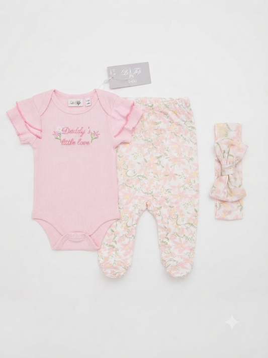 SET 3 PIEZAS FLORAL LE TOP BEBE