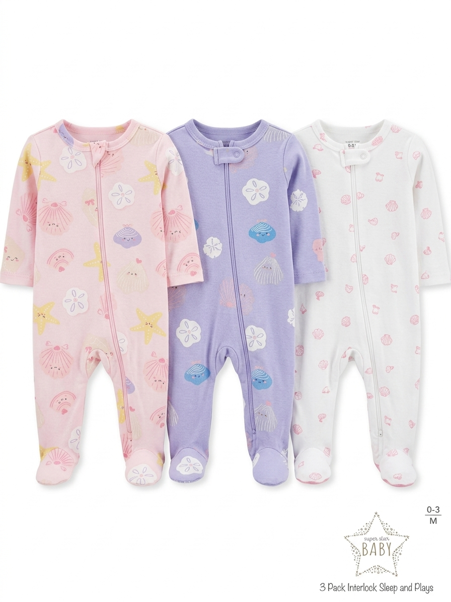 SET 3 ENTERIZOS CORAL SUPER STAR BABY