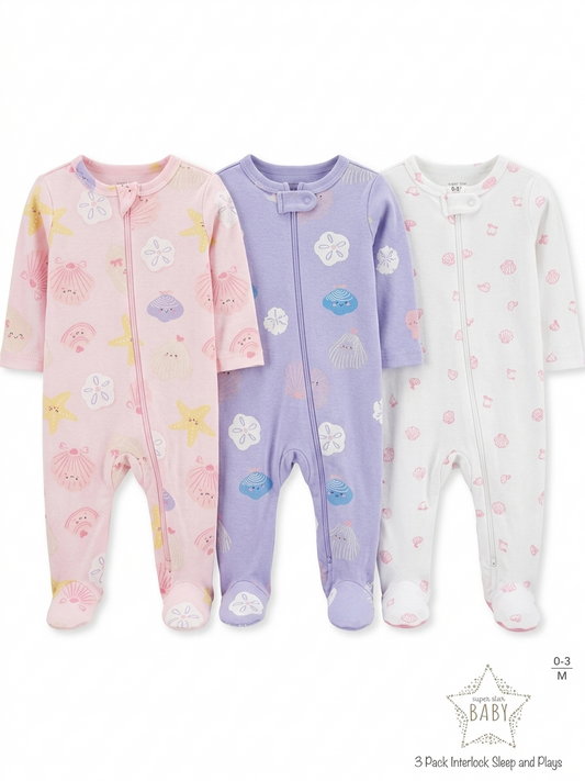 SET 3 ENTERIZOS CORAL SUPER STAR BABY