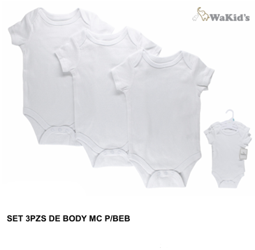 SET 3 BODYS BLANCOS WAKIDS