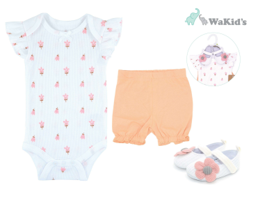 SET 3 PIEZAS FLORECITA WAKIDS